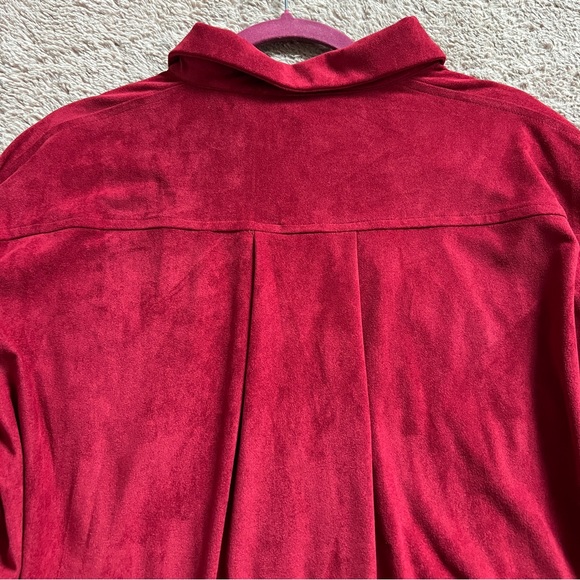 Umgee Red Faux Suede 3/4 Sleeve Blouse Women’s Size XL - Picture 4 of 8
